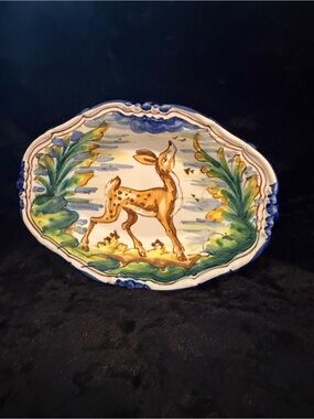 Hand-Painted Mid-Century Ceramic Small Dish Signed